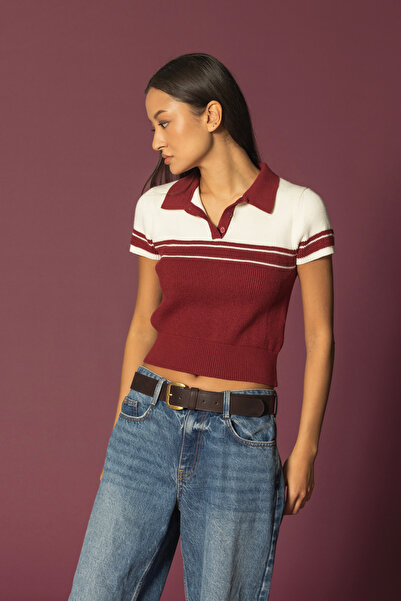 Nisan Κοντομάνικο πλεκτό τοπ με γιακά πόλο