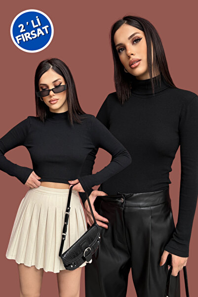 XELA 2-Pack - Full Collar and Half Fishman Collar Tie-On Shawl Ribbed Knit Z