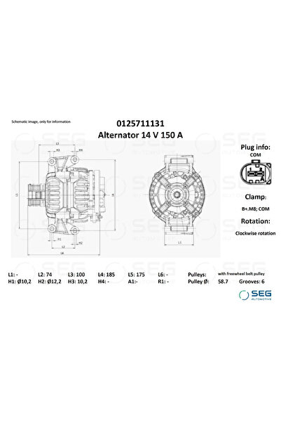 SEG Automotive Generator / Alternator Citroen Jumper 2 Bus/Jumper 2 Caroserie...