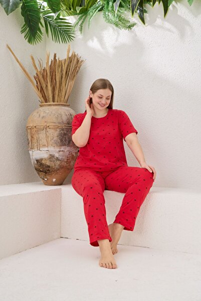 PİJAMOOD KADIN KISA KOLLU PAMUKLU PİJAMA TAKIMI