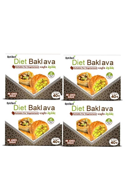 OptiTect بقلاوة دايت، 40 غرام، مناسبة للنباتيين ولمن يتبعون حمية قليلة الدسم، بدون إضافة سكر، عبوة من 4 قطع