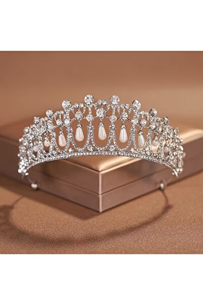 GlassySKY Pearl Princess Style Crown Wedding Bride Henna Engagement Birthday ...