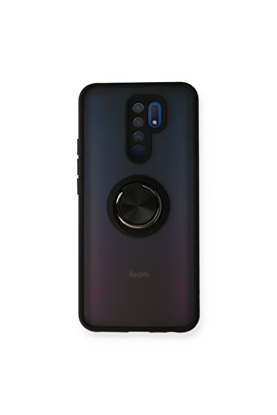 NewFace غطاء حماية سيليكون لهاتف Xiaomi Redmi 9 مع حلقة مونتريال - أسود