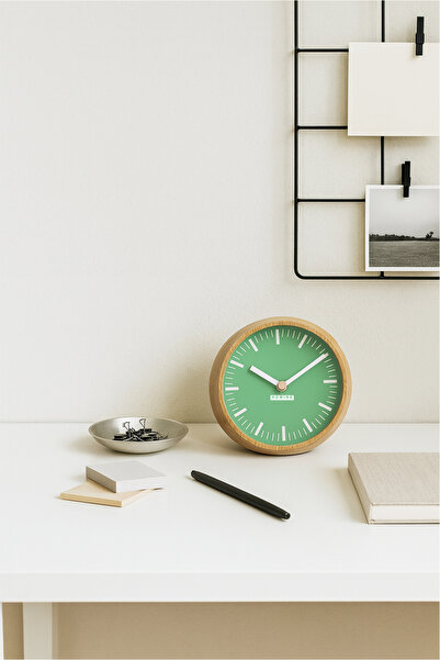 HOMİNG Mio Ahşap Soft Yeşil Masaüstü Saat