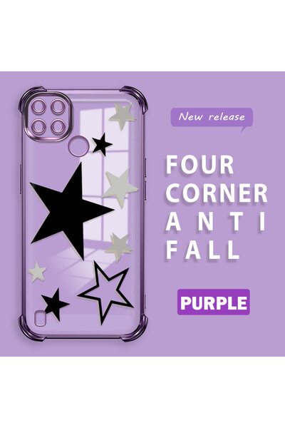 ucuc حافظة من السيليكون الشفاف المتوافقة مع Realme C25Y/C21Y بأربعة زوايا سمي...