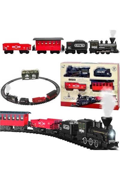 scntoys Oyuncak 25 Parça Sesli Ve Işıklı Buharlı Tren Seti Demiryolu Seti Oyu...