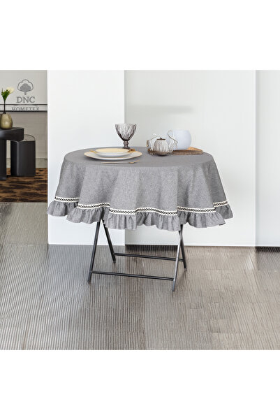 DNC HOMETEX Bultan Linen Anthracite Round Special Series Tablecloth