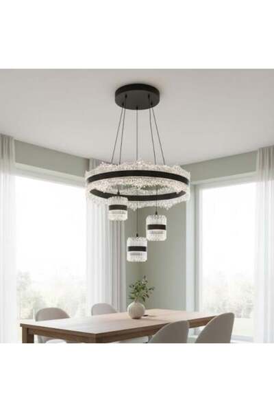 genric مصباح معلق LED أسود عصري، تصميم أنيق وعصري - 50 سم، ثلاثة ألوان إضاءة