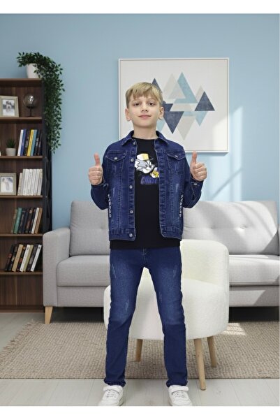 BeModal Boys' Triple Jean Set Triple Denim Set T-Shirt Pants Jacket