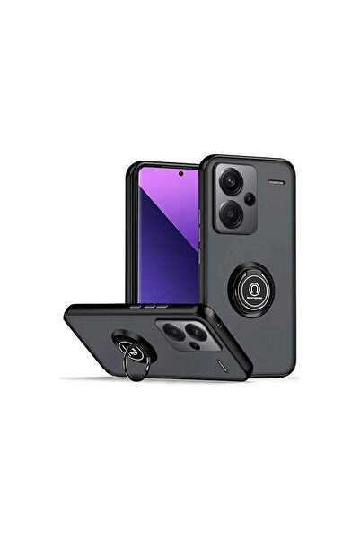 NewFace حافظة هاتف Xiaomi Redmi Note 13 Pro Plus من السيليكون مع حلقة مونتريال - أسود