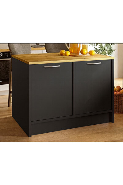 Tdesigno Bitter Mutfak Adası Alt Modül 120 cm Antrasit Tezgah Dahil