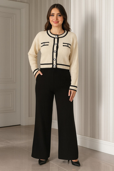 STORY ONLİNE طقم رياضي نسائي أنيق وراقٍ بتفاصيل أزرار مزدوجة