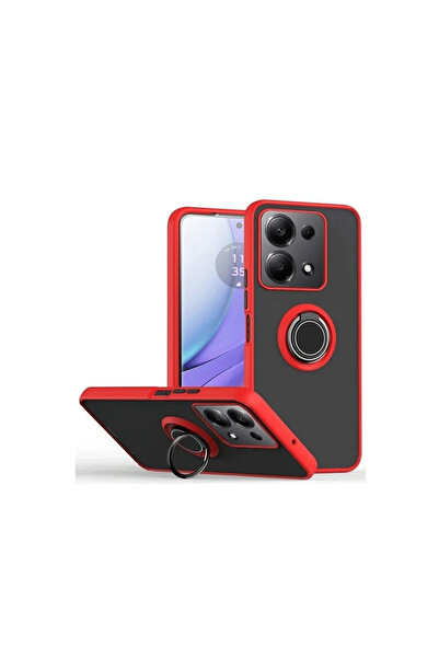 NewFace غطاء سيليكون لهاتف Xiaomi Redmi Note 13 Pro 4G مونتريال مع حلقة - أحمر