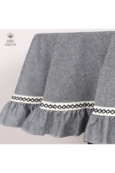 DNC home tekstil Bultan Keteni Antrasit Yuvarlak ÖZEL SERİ Masa Örtüsü