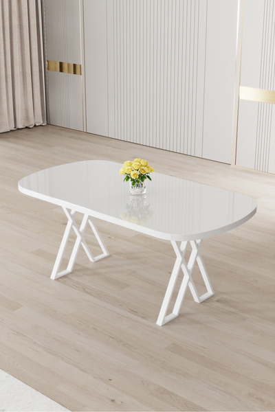 Canisa Radon Serisi MDF 90x168 Sabit Beyaz Mutfak Masası