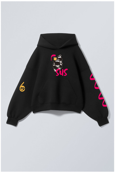melongeneco Sus baskılı oversıze hoodie özel tasarım sus sweat kapüşonlu siya...