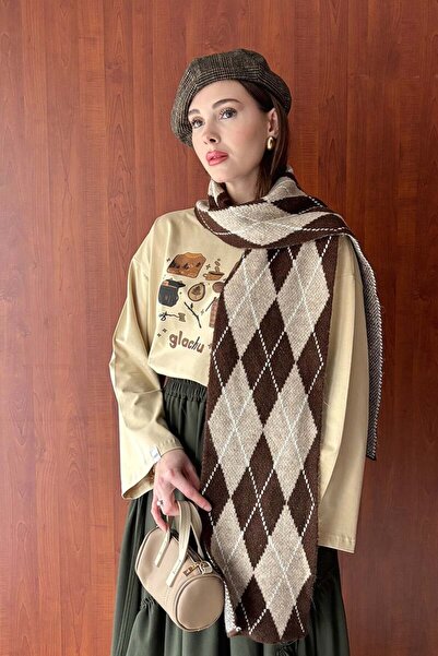 Ceylan Otantik Eșarfă cu model Bitter Brown Baklava