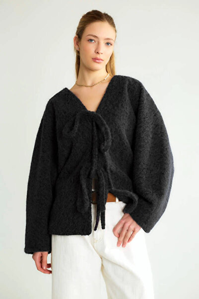 cemo Dokulu, V Yaka, Bağlamalı Önü Açık Hırka/Ceket