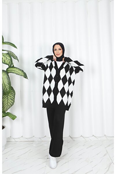 NİSUM MODA Diamond Patterned Knitwear Set