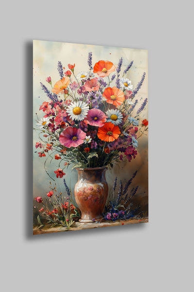 gxe.art Floral Watercolor Arrangement |   4mm Tempered Glass Table |   Uv Pri...