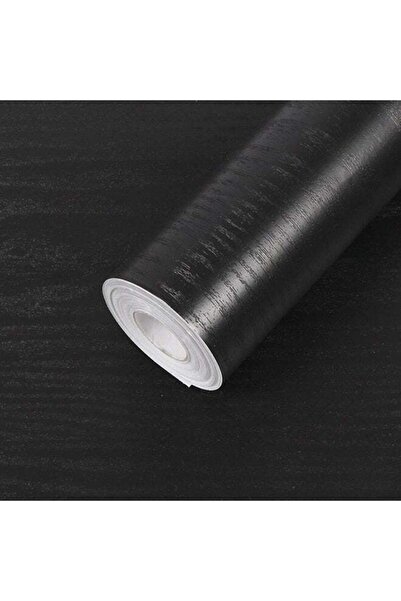 Generic ورق جدران ذاتي اللصق بنقشة خشبية، أسود، 45×200 سم