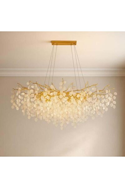 genric Luxurious Leaf-Design Chandelier – Gold – Oval – 160 cm