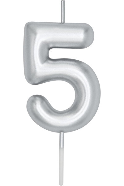 BALON DİYARI 5 Yaş Gümüş Rakam pasta mumu doğum günü yaş mum 9cm
