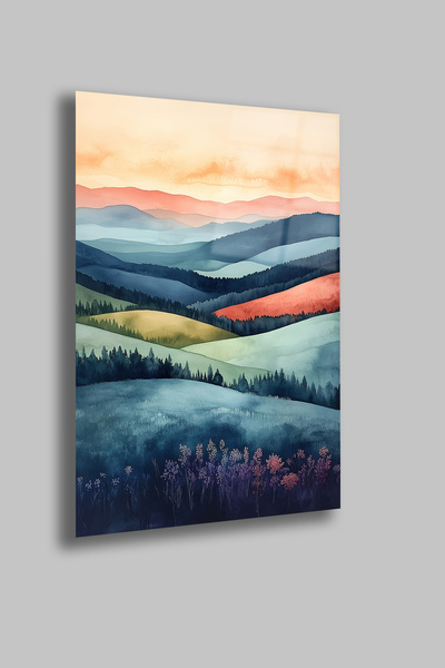 gxe.art Peisaj în acuarelă pastel |   Placă de sticlă temperată de 4 mm |   I...