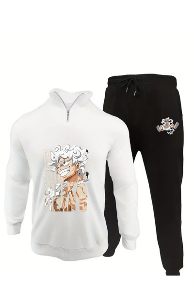 Massgai Unisex One Piece Monkey Nika Gear 5 Design Anime Half Zipper Top and ...