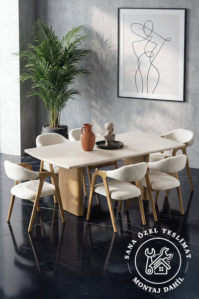 Niron Yatak Niron Lotus Masa Takımı (1 Masa + 6 Sandalye) | Üst Sınıf Buklet ...