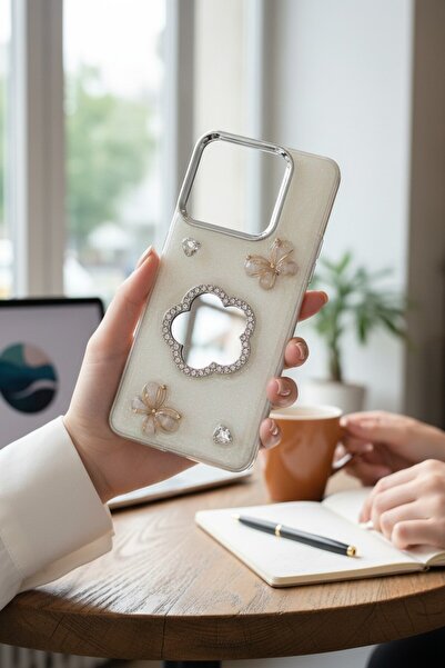 batuteknoloji Xiaomi redmi Note 14 5G Aynalı Taşlı Fiyonklu Kabartma Yüzeyli ...