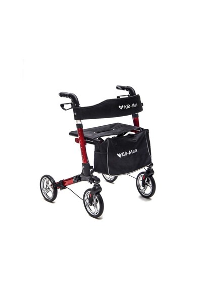 Kid-Man Cadru de mers cu 4 roți, cu frână, scaun, suportă 135 kg, aluminiu