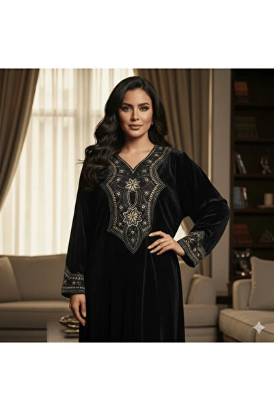 alqarat جلابية مخملية مطرزة