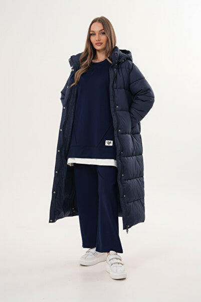 WestBound Asymmetrical Striped Casual Women's Sports Set Dark Blue