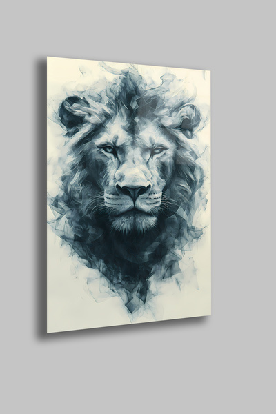 gxe.art Geometric Lion Design |   4mm Tempered Glass Table |   Uv Printing | ...