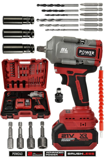 POWER BLACK 21V Çift Akülü Şarjlı pro bijon sökme 1100 Nm Torklu Somun Sıkma ...