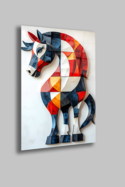 gxe.art Dala Horse (Scandinavian Folk) |   4mm Tempered Glass Table |   Uv Pr...