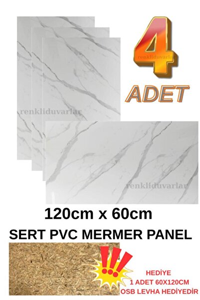 Renkli Duvarlar 4 ADET 60x120cm Alternatif Kaplama UV PVC İcemerg Mermer Desenli Ev Ofis Otel Duvar Kaplama Paneli