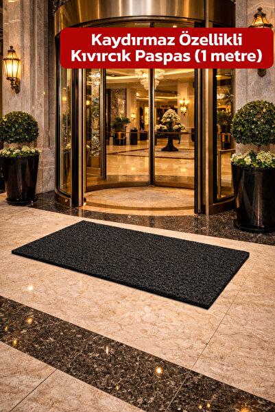 Alezy KPS Kaydırmaz Taban Kıvırcık Paspas Kapı Önü Paspası 1 Metre - Tüm Ebatlar