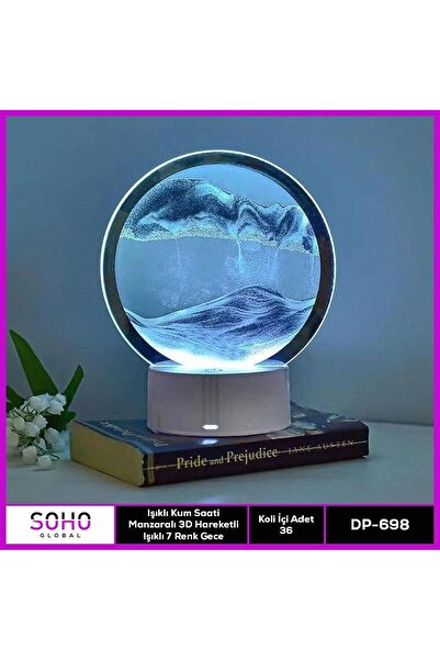 ErCorp Işıklı Kum Saati Manzaralı 3D Hareketli Işıklı 7 Renk Gece Lambası