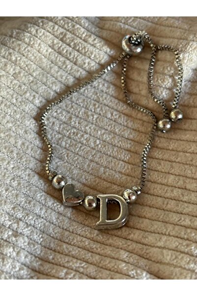 bijoux uniques سوار قابل للتعديل على شكل قلب مع حرف D