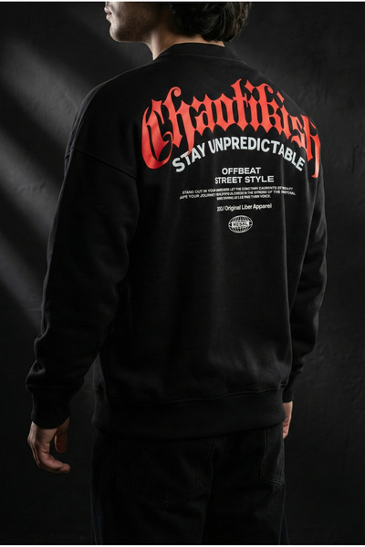 Liber Chaotikish - سترة رياضية سوداء فاخرة مصنوعة من القطن بنسبة 100%