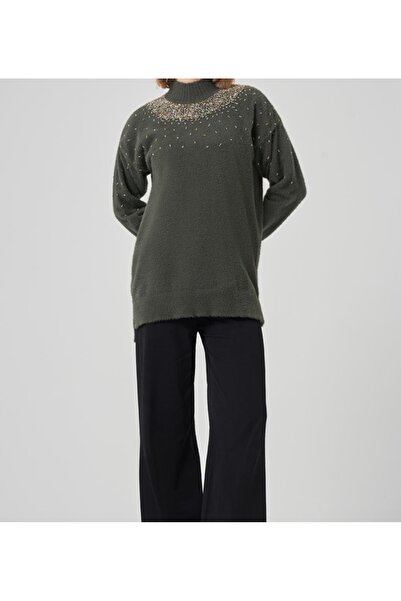 Nuss 7003 Turtleneck Boncul Embroidered Sweater