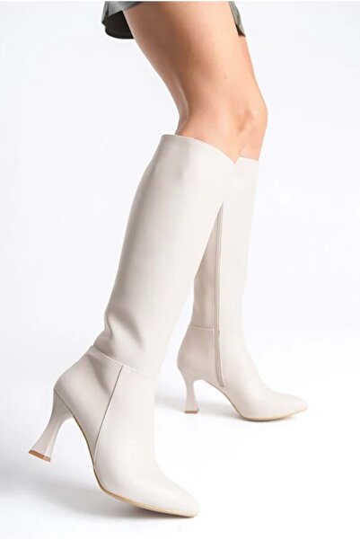 KCMN حذاء نسائي بكعب منخفض تحت الركبة من فيليس بأصابع مدببة