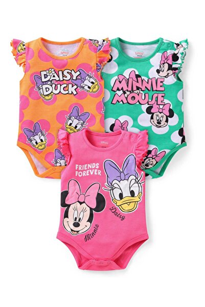 Babyhug Disney بيبي هاغ، 100% قطن، تصميم ديزني متداخل، أكمام مكشكشة، طقم من 3...