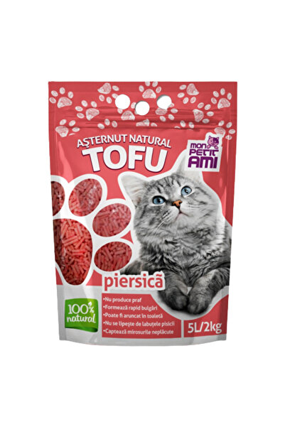 PisiMall Așternut premium tofu pentru litieră, Mon Petit Ami, piersică, 5l