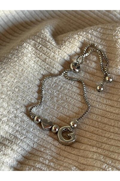 bijoux uniques سوار قابل للتعديل على شكل قلب مع حرف G