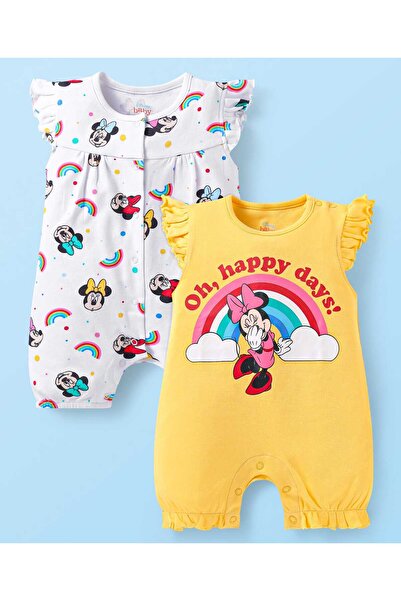 Babyhug Disney قطعتان من ملابس الأطفال الرضع بطبعة ميني ماوس - أبيض وأصفر