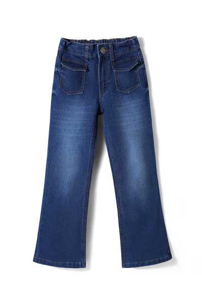 Pine kids Woven Full Length Washed Denim Jeans - Navy Blue