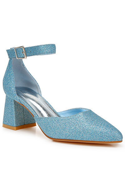london Rag Women Glitter Block Heel Sandals in Blue